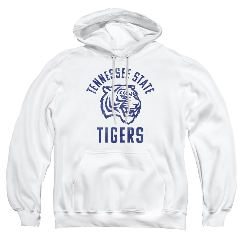 Tennessee State University Official Tigers Logo Unisex Adult Pull-Over Hoodie,White, X-Large