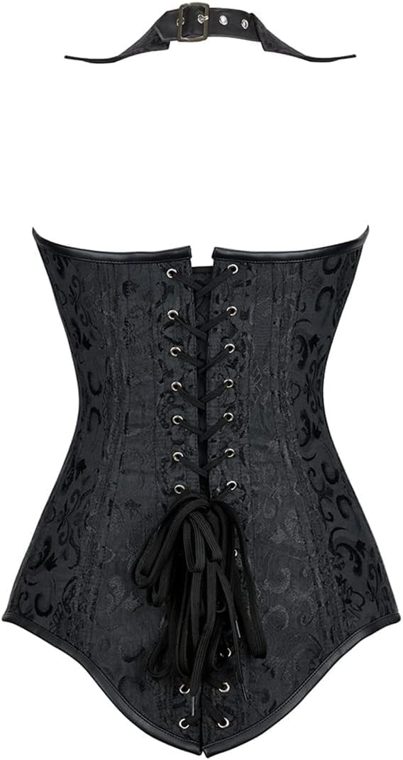 Women's Gothic Steampunk Corset Bustier Steel Boned Overbust Long Torso Waist Training Corsets