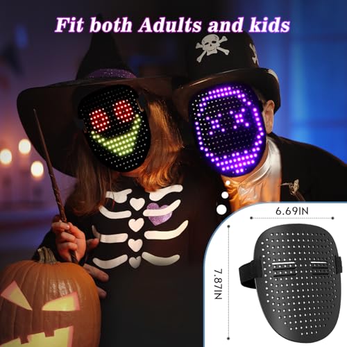 Led Mask Halloween Costume Mask with Gesture Sensing, Kids Toys Gifts | Face Transforming Light up Mask, 50 Patterns, Rechargeable, Cool Gifts for Halloween Christmas Birthday Cosplay Party - image 5