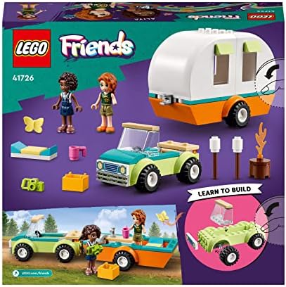 LEGO 41726 Friends Holiday Camping Trip Camper Van, Caravan with Car Toy for Girls and Boys 4+ Years Old, Forest Adventure Set with Autumn and Aliya 2023 Series Characters