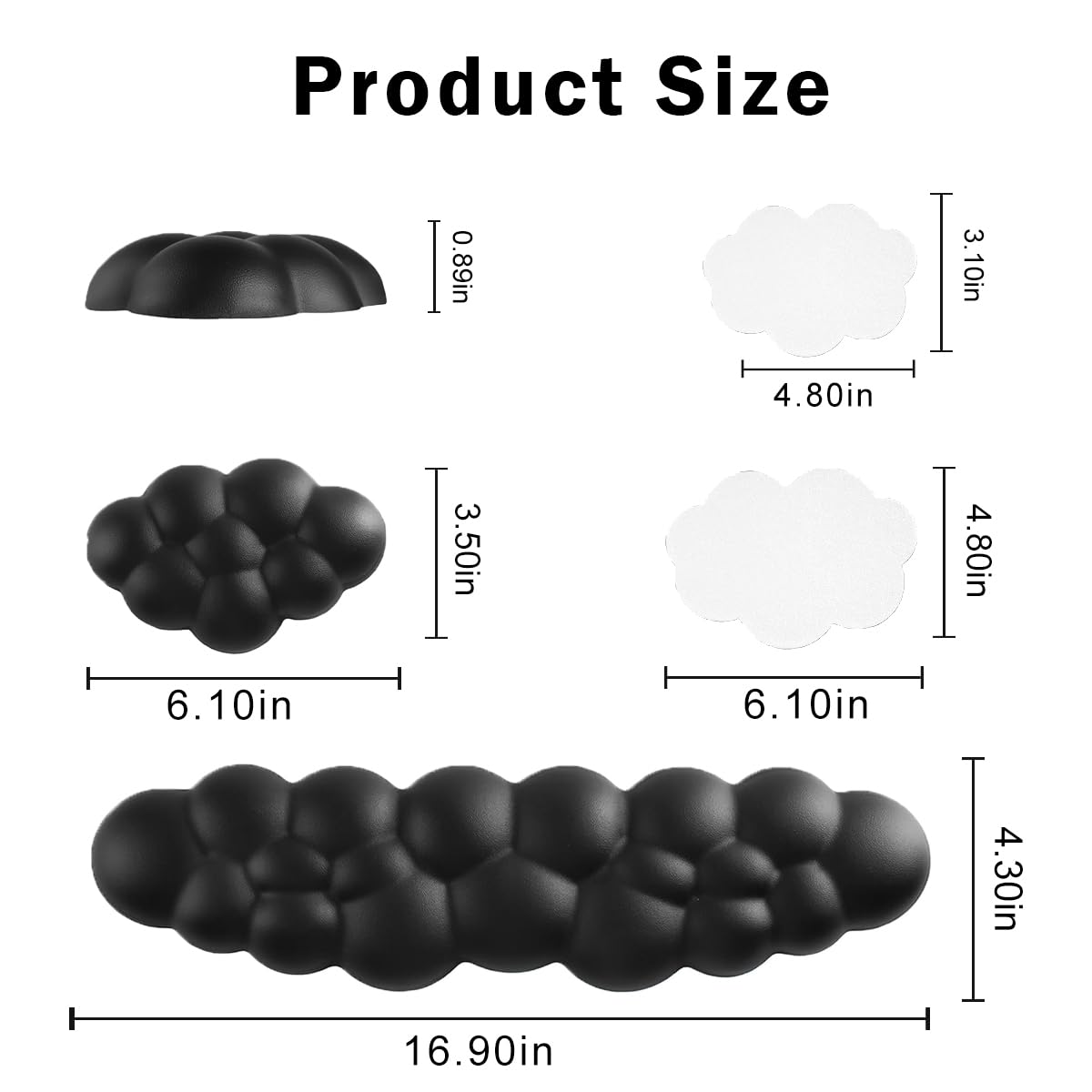 VIKIBO Upgrade Leather Cloud Keyboard Wrist Rest Mouse Pad Set, Cloud Wrist Rest with Support, Comfortable Memory Foam, Ergonomic, Black
