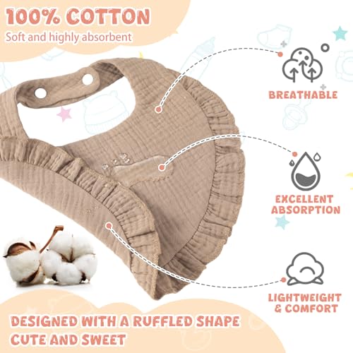 Geyoga 6 Pcs Baby Muslin Bandana Bibs Drool Muslin Baby Bibs Soft Adjustable Absorbent Cotton for Unisex Newborn Boys Girls Teething Drooling2