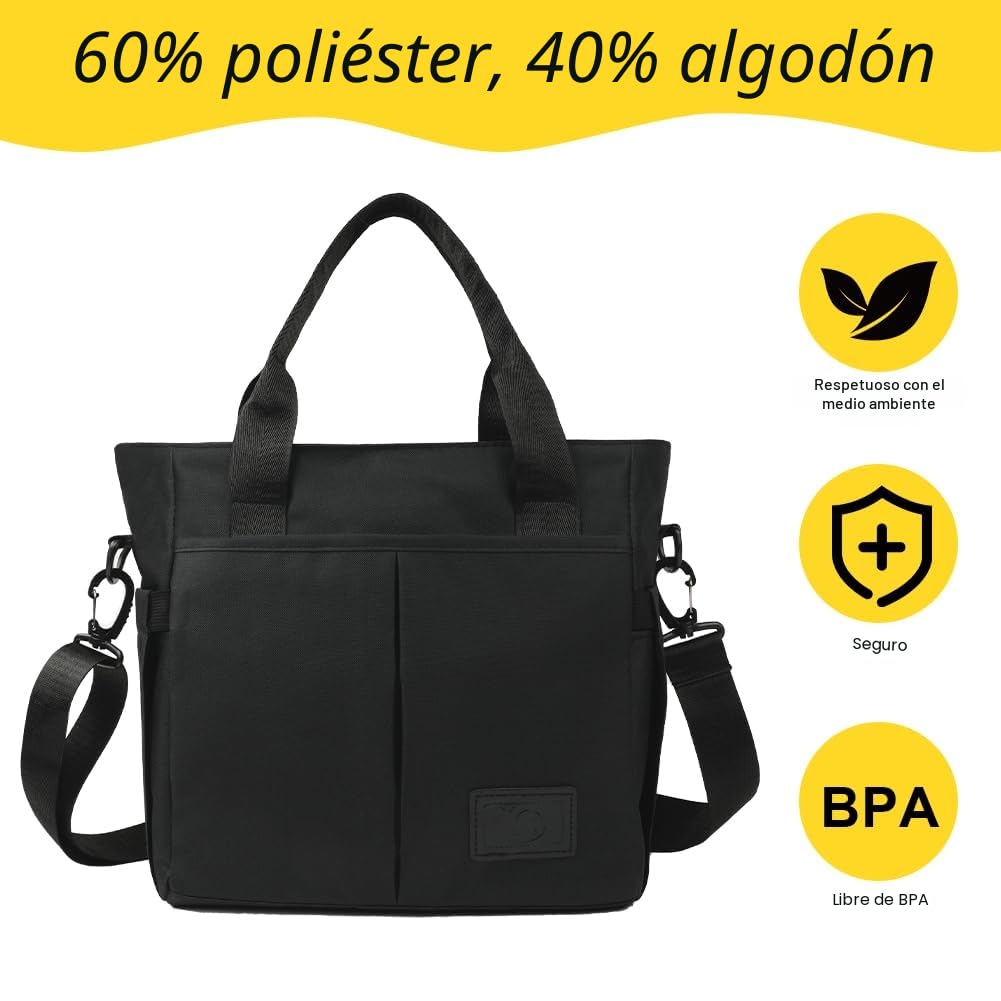 Aolso Bolso Cambiador Bebe, Impermeable Pañaleras Gran Capacidad Bolsa, Multifuncional para Bebé Bolsa y Gancho para Cochecito, Organizador de pañales Neceser Viaje (Negro)