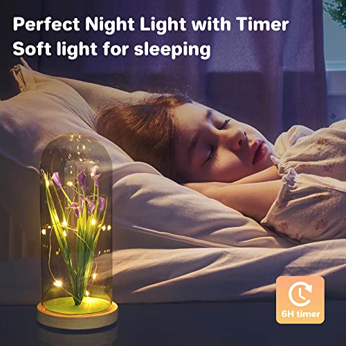 Viodaim Artificial Preserved Calla Lily Flower In Glass Dome Night Light Table Desk Bedroom Home Office Décor For Mom From Daughter Gifts For Women Kids Birthday Anniversary Valentines Day #TOP1