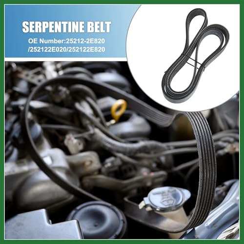 Motoforti Car Serpentine Belt V-Ribbed Belt No.25212-2E820 for Hyundai Elantra 2011-2016 Long-lasting by Motoforti - Used condition - Image 2