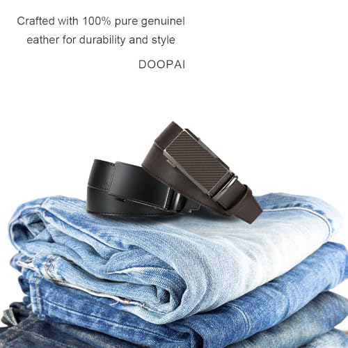 Image of DOOPAI Men's Ratchet Leather Belt Set - 2 Pack Sliding Belt Adjustable For Gift Mens Dress Casual 1 3 /8 inch,Cut for Fit