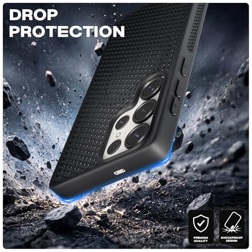 Image of Pikkme Back Cover for Samsung S26 Ultra 5G | Honeycomb Cooling Design | Silicone Heat Dissipation | Mag-Safe Compatible | Shockproof Camera Protection Bumper Case (Black)
