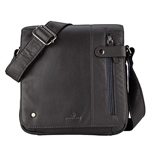 Image of FINELAER Vintage Leather Crossbody Bag Stylish Flap Over Shoulder Satchel for Men & Women
