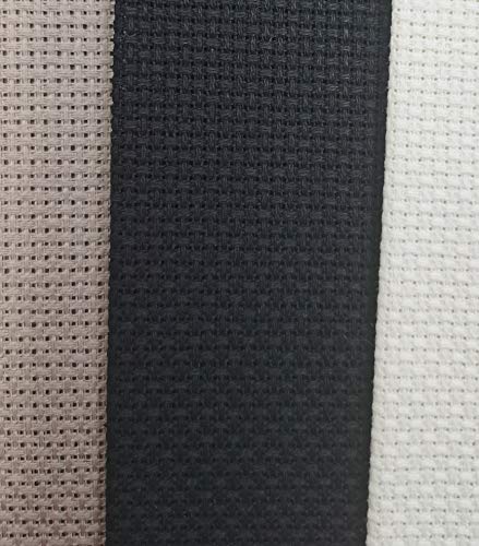Image of KCS 3 pc of 12 inch x 18 inch 14CT Counted Cotton Aida Cloth Cross Stitch Fabric (Ecru+Coffee+Black)