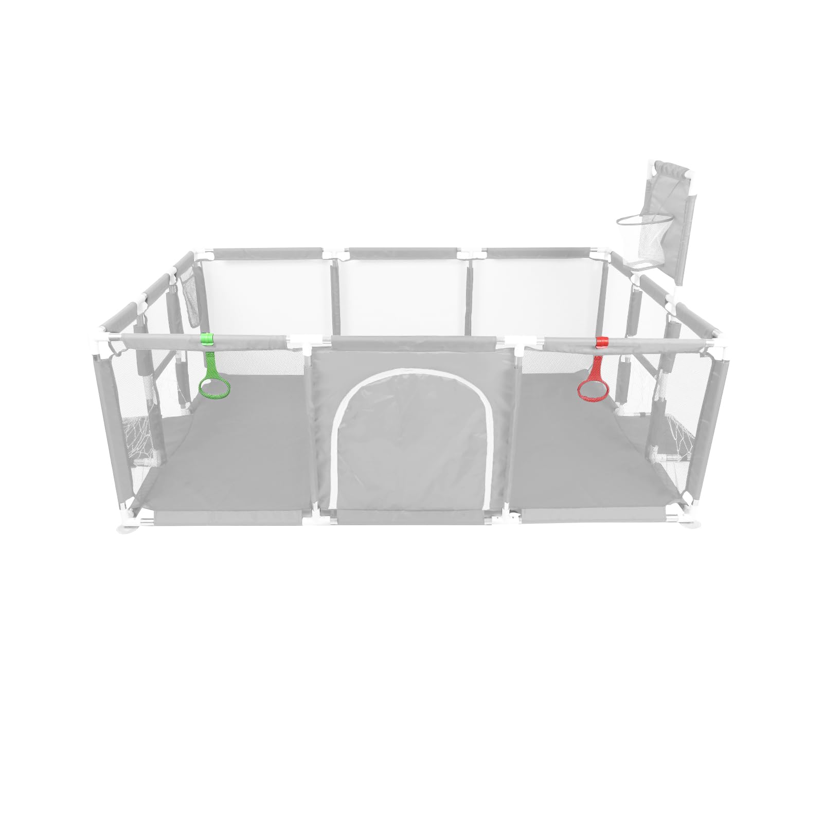 Box per bambini, in tessuto Oxford, recinzione per bambini, 50 palline, 4 anelli, 180 x 120 x 66 cm, grigio chiaro