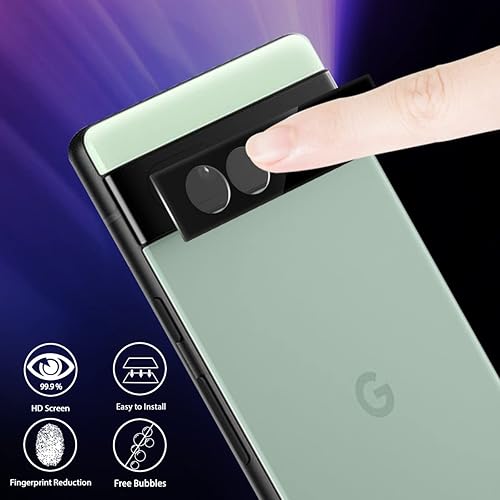 Miniatura 2 de Orzero Paquete de 4 protectores de lente de cámara compatible con Google Pixel 6a 5G, protector de vidrio templado de 9 durezas HD, antiarañazos,