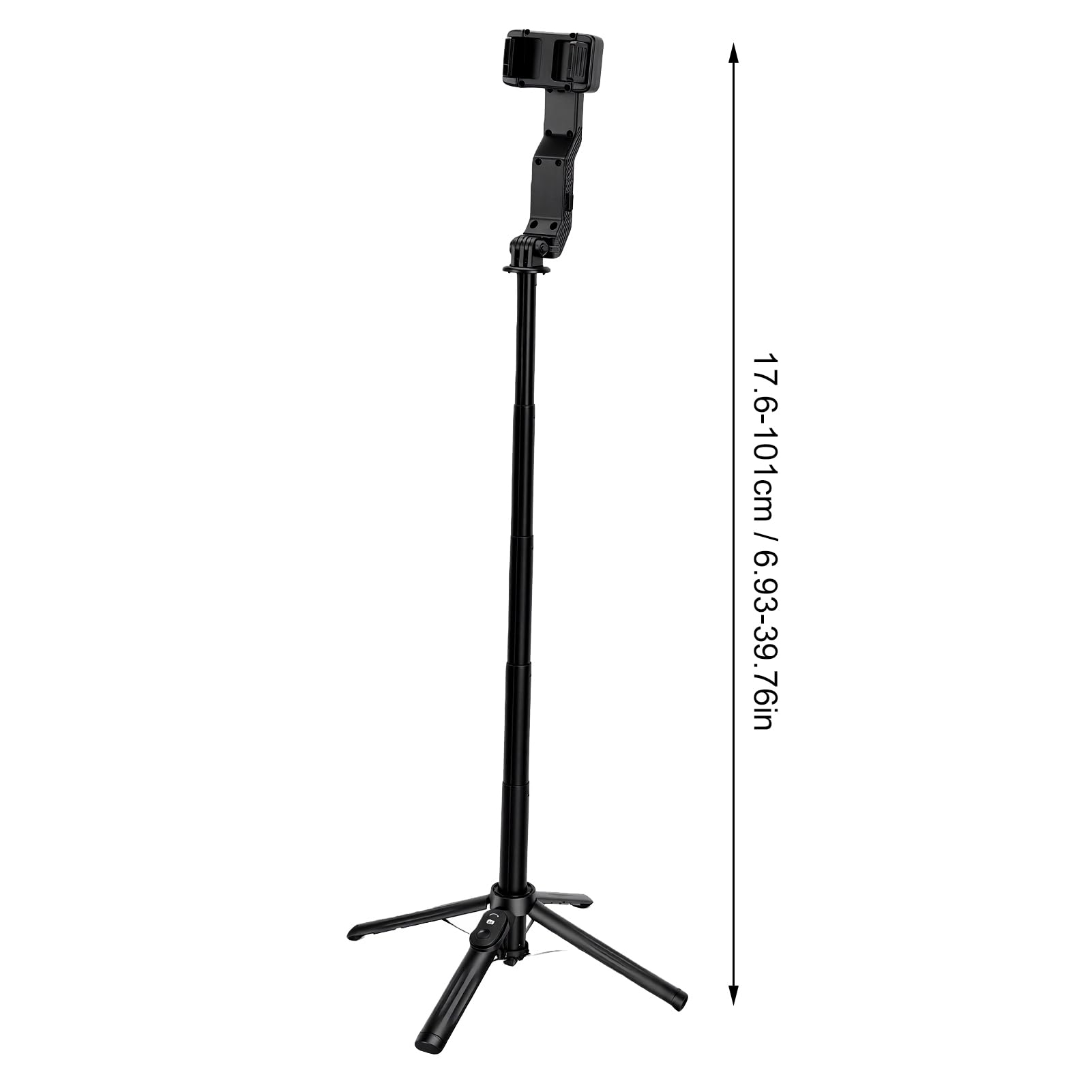 Treppiede per Selfie Stick con Stabilizzatore per Telefono da 101 Cm, con Luce di Riempimento, Telecomando Bluetooth per Streaming Live Vlog