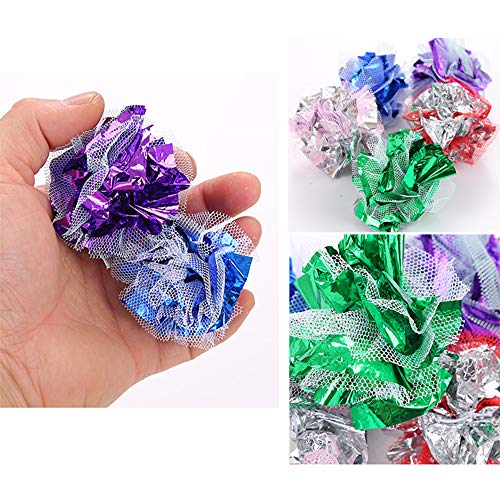 mewmewcat 1 PCS Crinkle Ball Cat Toy Bolas de enrugamento interativas para gatos pequenos Gaze Glitt