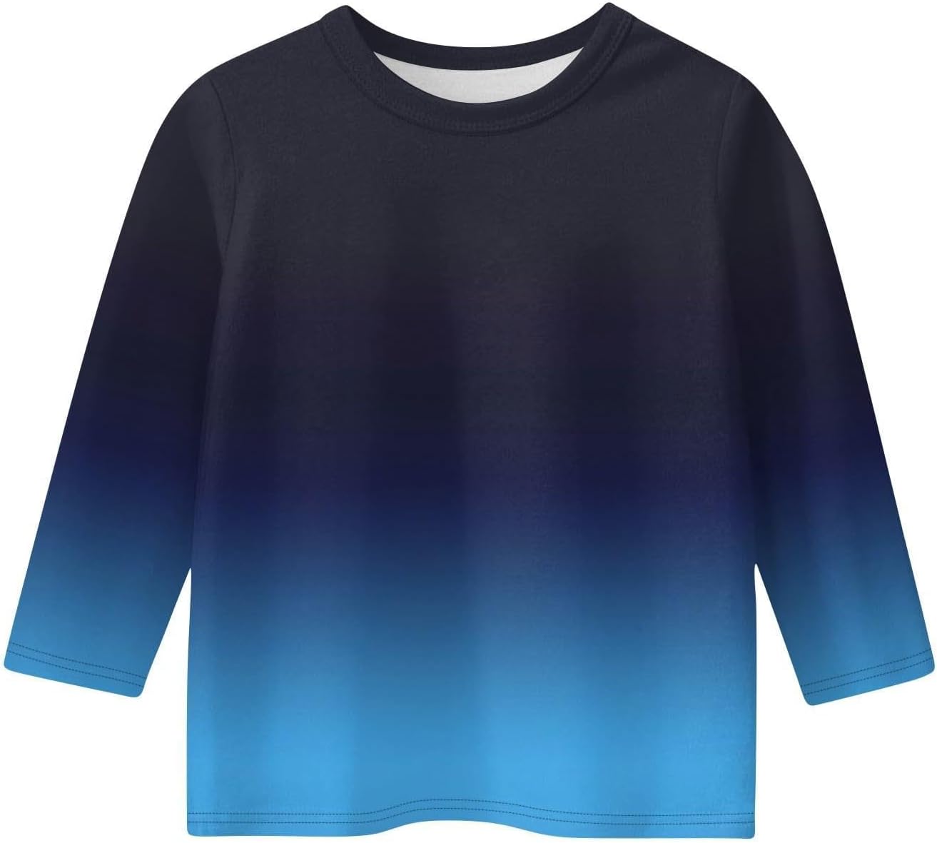 Kids Gradient Print Long Sleeve Shirt Soft Stretch Crewneck Pullover Top for Boys Girls, Casual Three-Quarter Sleeve Tee