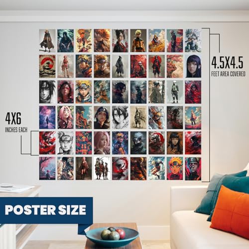 Image of Wallgasm Naruto Characters and Scenes Poster set - Set of 54, 4 x 6 Inches (A6 Size) Posters for room, bedroom, office | Wall Collage Kit | Naruto Aesthetic