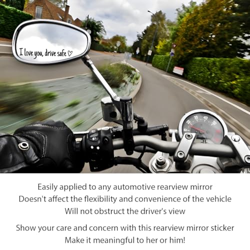 Image of Wevdn 6 PCS I Love You Drive Safe Sticker, Funny Waterproof Car Rearview Mirror Decal with Heart, Self Affirmations Sticker with Drive Safe Letters for Car Window Bumper Women Gift (Black)