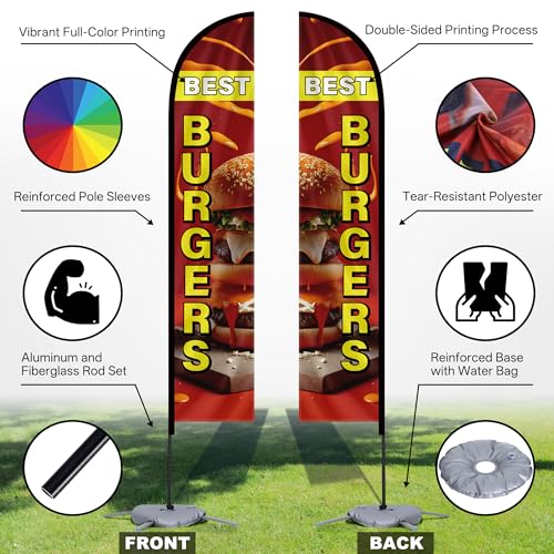 Image of MASTERCANOPY 12FT Tall Burgers Feather Flag Pole Kit Red