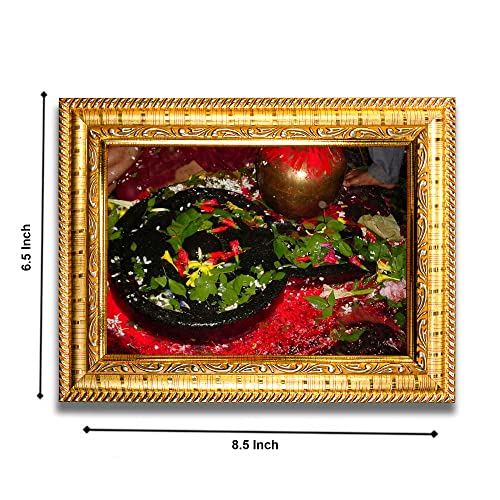 Image of Hawai Lord Baidyanath Jyotirlinga Home Decor Worship Use Wall Hanging Wooden Photo Frame, 8.5x7 inch, SFDI294 GLD FRM GRP
