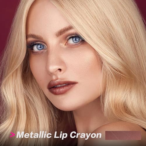 Focallure Ultra Chic Metallic Lipstick,Rich Vitamin E Lip Crayon,Lightweight Shinning Color Without Drying Or Fading,Long Lasting Lips Makeup,#24 Copper thumb #1