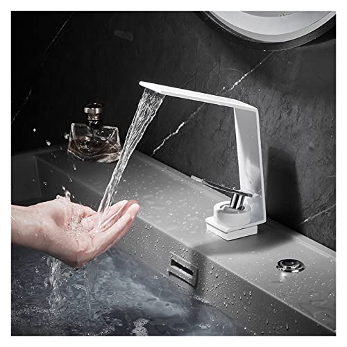 Mitigeur de lavabo cascade en laiton blanc pour vasque - 2