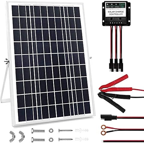 30 Watt 12V Solar Panel Kit, Waterproof Solar Battery Chargers with Charge Controller and Adjustable Mount Brackets for RV, Car, Boat, Camping, Roof Cover