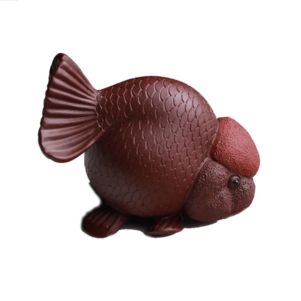 Artisanat d'Art : Ornements Poisson Rouge en Sable Violet Vertueux pour Service à Thé
