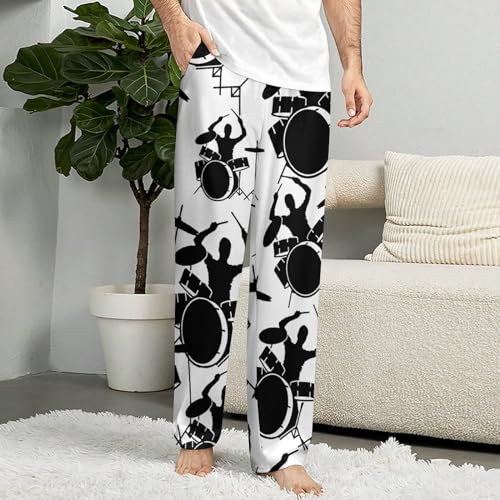 Drummer And Drums Men's Sleep Pant With Pockets Drawstring Pajama Lounge Pants PJ Bottoms For Women4