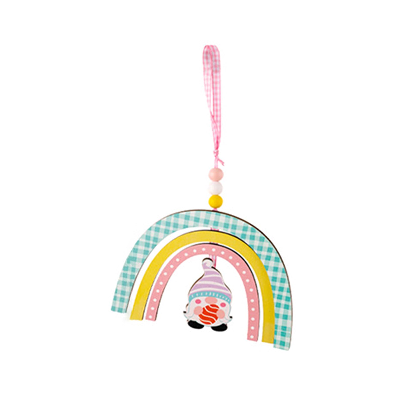 Elnwnnkc C Elnwnnk Rainbow Bead Door Hanging Wood Dwarfs Easter Egg Sign Pendant Happy Easter Decoration Raft Supplies Hanging Ornaments For Outside