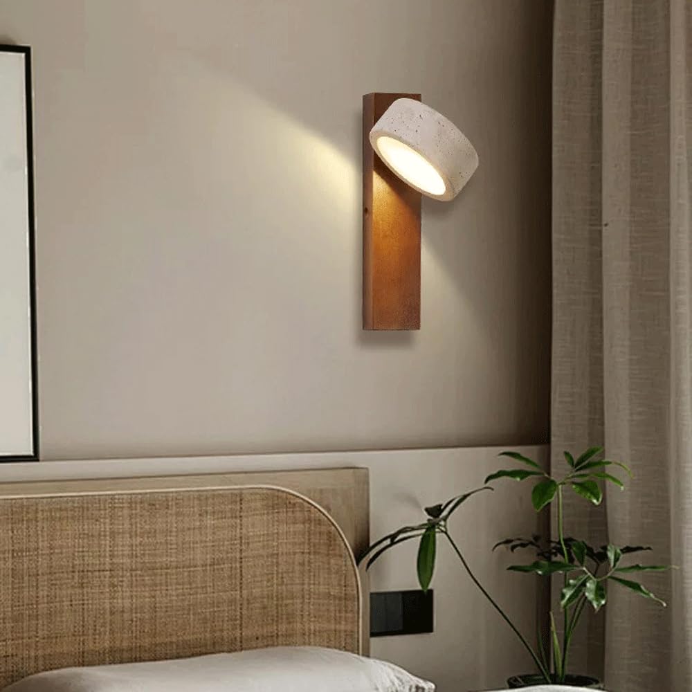 Lampa ścienna LED w stylu Wabi Sbai, z żółtego trawertynu, 9W 3000K, idealna do sypialni.
