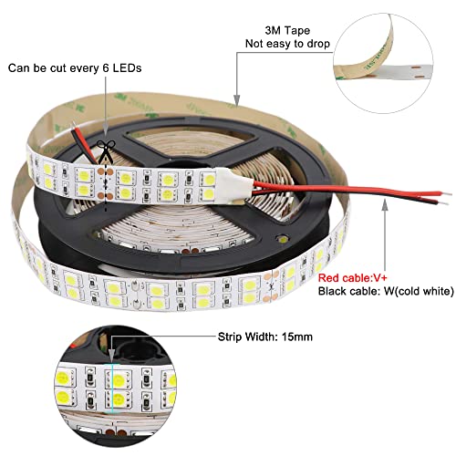 Tira LED flexible blanco frío 16.4ft 600 LEDs 12V miniatura 5