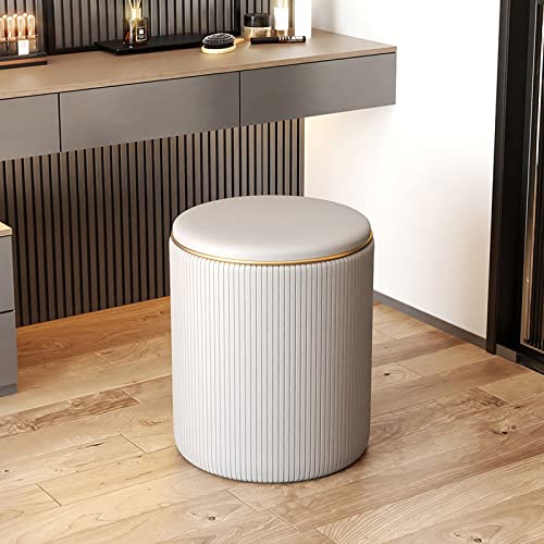 Pouf ottoman portable blanc lin pour éviter les sols rayés