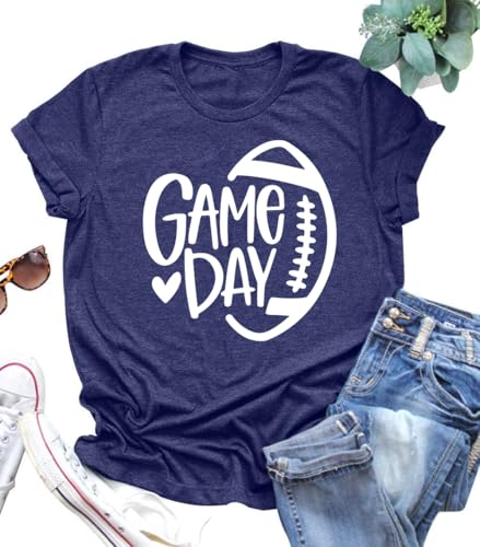 Football Shirts for Women Game Day Tshirt Sunday Football Graphic Tee Top Funday Tee Top