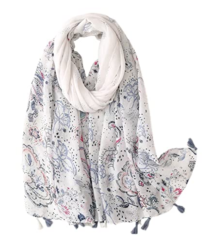 FAIRYGATE Schal Damen blauer Paisley Schals mit Fransen Halstücher Tuch Kopftuch Halstuch Viskose Frauen Tücher 69013