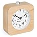Navaris Analogowy drewniany budzik z funkcją drzemki – retro zegar czworokątny design z białą tarczą alarmu – cichy zegar stołowy bez tykania – drewniany budzik jasnobrązowy