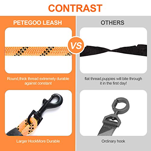 Petmegoo 5Ft 1/3In Light Weight Strong Orange Dog Leash For Small Dogs & X Small Dogs, Highly Reflective Durable Rope Puppy Leash With Soft Padded Anti-Slip Handle For Casual Walk (0~18 Lbs.) #TOP4