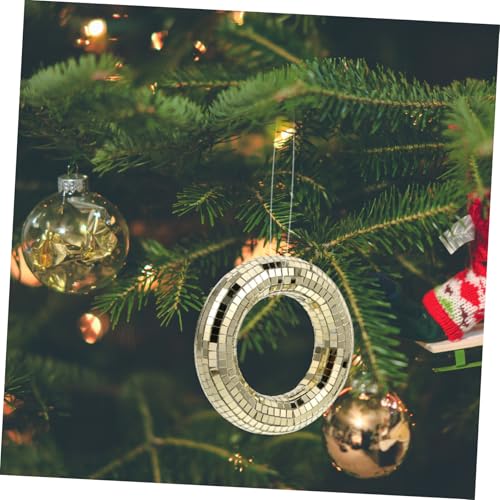 Adornos colgantes de espejo disco ibasenice para árbol de Navidad, decoración para fiestas navideñas y celebraciones festivas, diseño versátil para escenarios miniatura 5