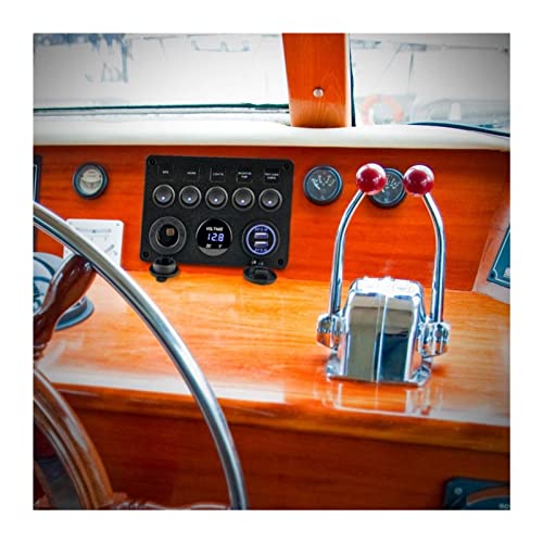 Voltmètre numérique double USB intégré sur panneau 5 interrupteurs auto 12V - 7