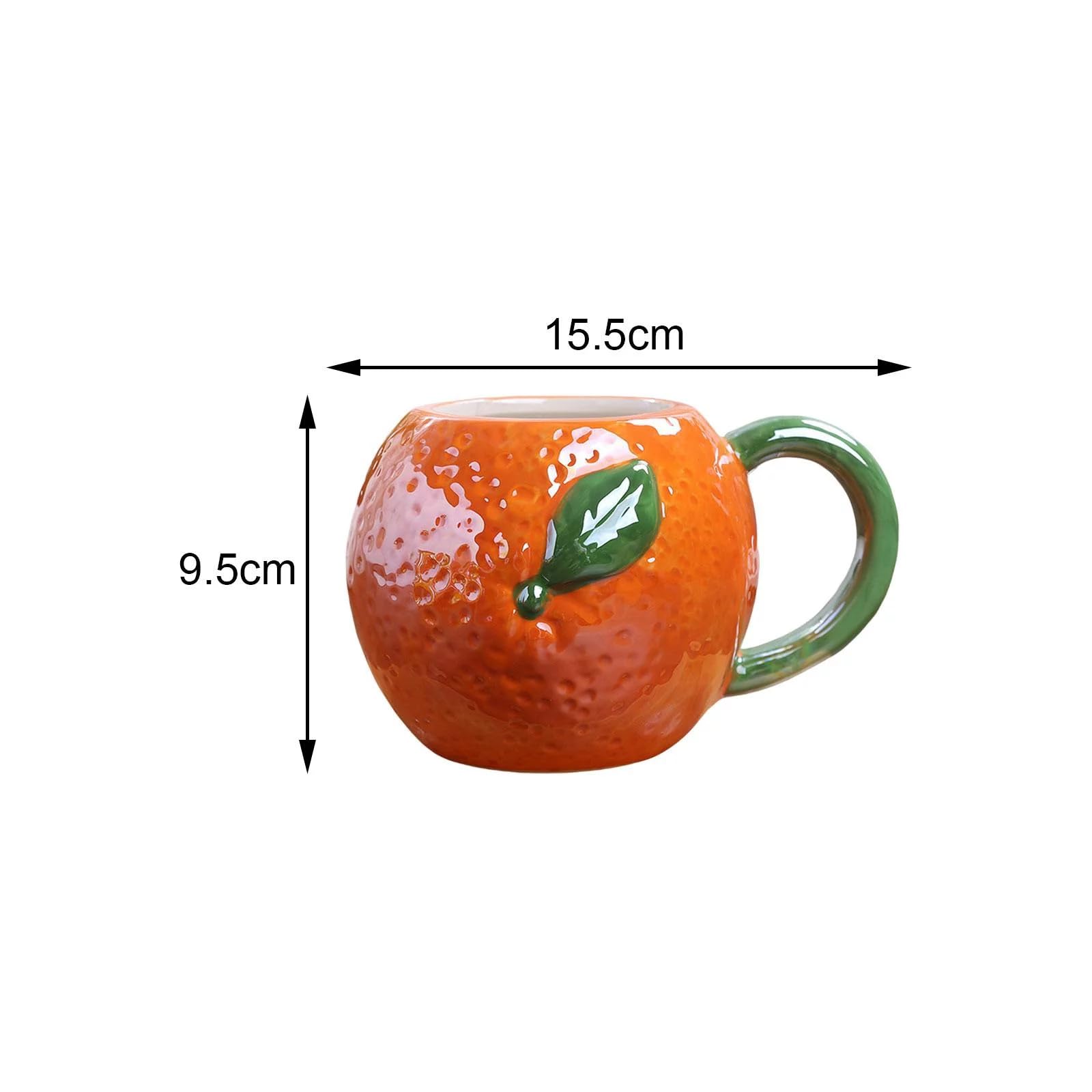 Easnea Fruit Shape Coffee Mug Creative Porcelain Cup Ceramic Coffee Milk Mug Teacup Cute Water Cups Reusable Milk Mug Cartoon Beer Mug for Home Office (Orange)