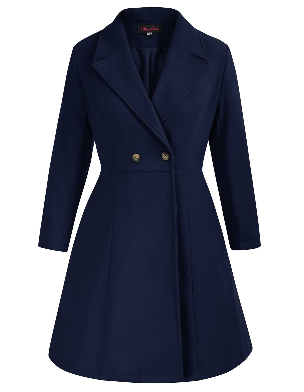 Hanna NikoleWomen's Plus Size Wool Dress Coat Double Breasted Pea Coats Long Trench Coat