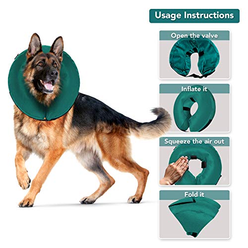 Image of ZenPet Protective Inflatable Recovery Collar for Dogs and Cats (Teal) - Soft Pet Cone Does Not Block Vision E-Collar - Designed to Prevent Pets from Touching Stitches, Wounds and Rashes (Small)