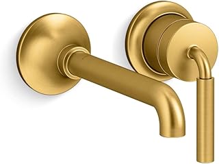 Kohler 26438-4-2MB Tone Wall-Mount Bathroom Sink Faucet, Single-Handle Bathroom Faucet 1.2 gpm, Vibrant Brushed Moderne Brass