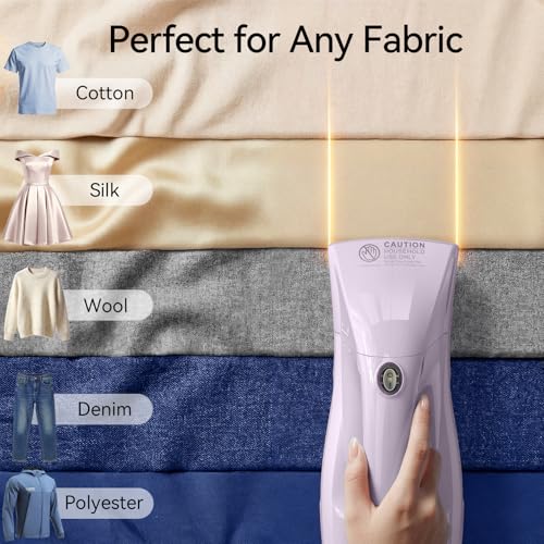 Image of HiLIFE Steamer for Clothes, Portable Handheld Design, 240ml Big Capacity, 700W, Strong Penetrating Steam, Removes Wrinkle, for Home, Office(ONLY FOR 120V) (Pale Lilac)