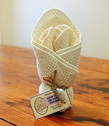 Country Cottons Old Fashion 100% Cotton Dishcloths - Set Of 4 Mixed Colors - 4 Natural -11" X 11" #TOP19