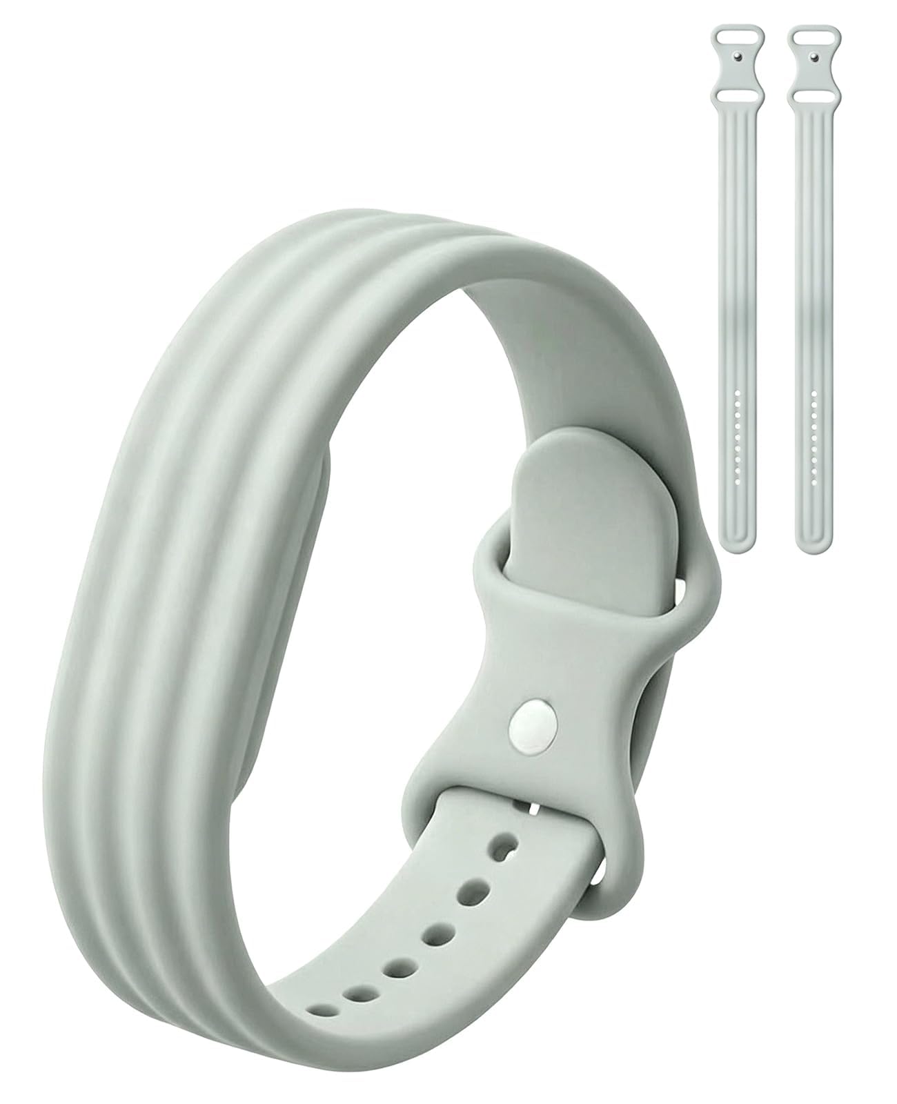 Siebkorb for Google Fitbit Air Nylon Band,Hook and Loop Strap Replacement,Breathable Sport Loop,Adjustable Woven Wristband for Fitbit Air Screenless Fitness Tracker,Non-Original (1, Silicone-Grey)
