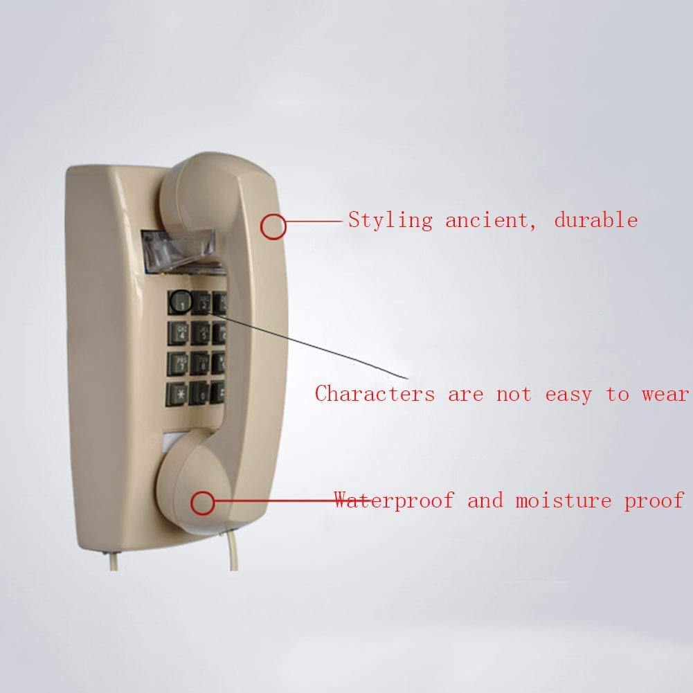Telefono retrò Montato a Parete, Telefono con Finiture retrò, suoneria per chiamate con Tono sonoro, Stile nostalgico Anni '70/'80 per L'Ufficio di casa e Hotel
