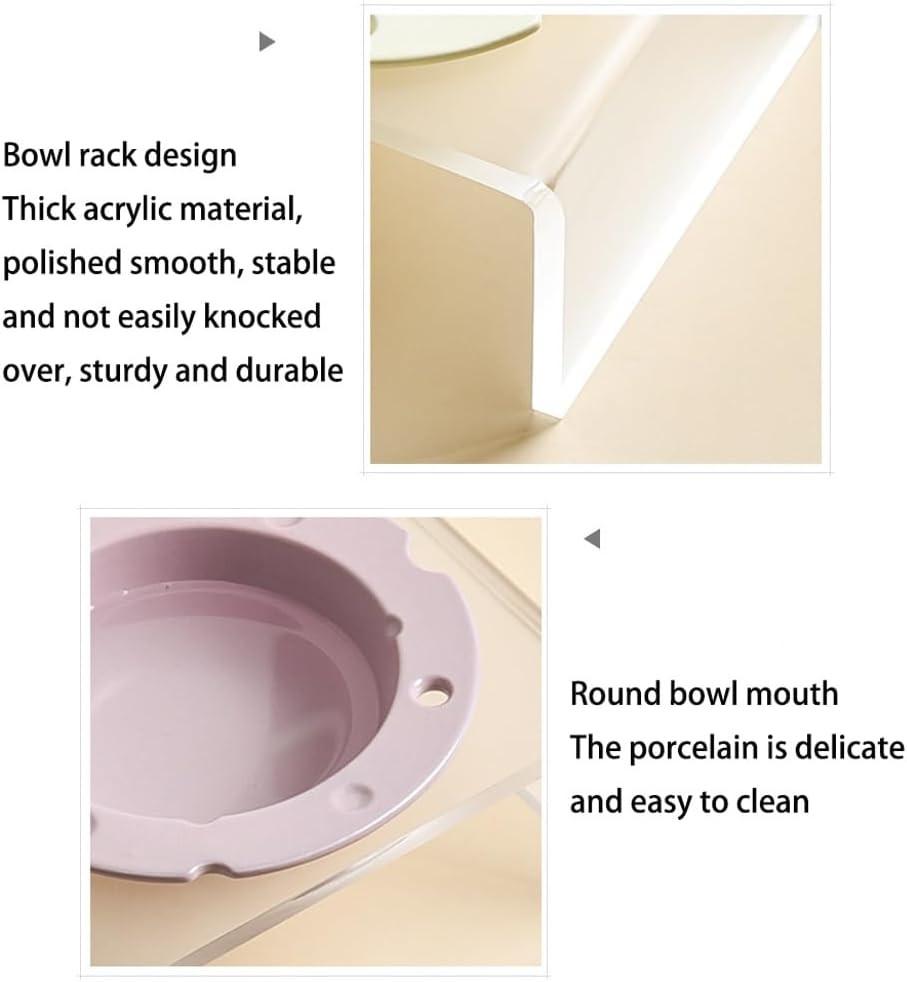 Pet Bowls, Food and Water Pet Feeding Bowl, Ceramics Raised Dog Bowls with Acrylic Stand, Elevated Dog Bowl for Small Medium Dog(Purple)