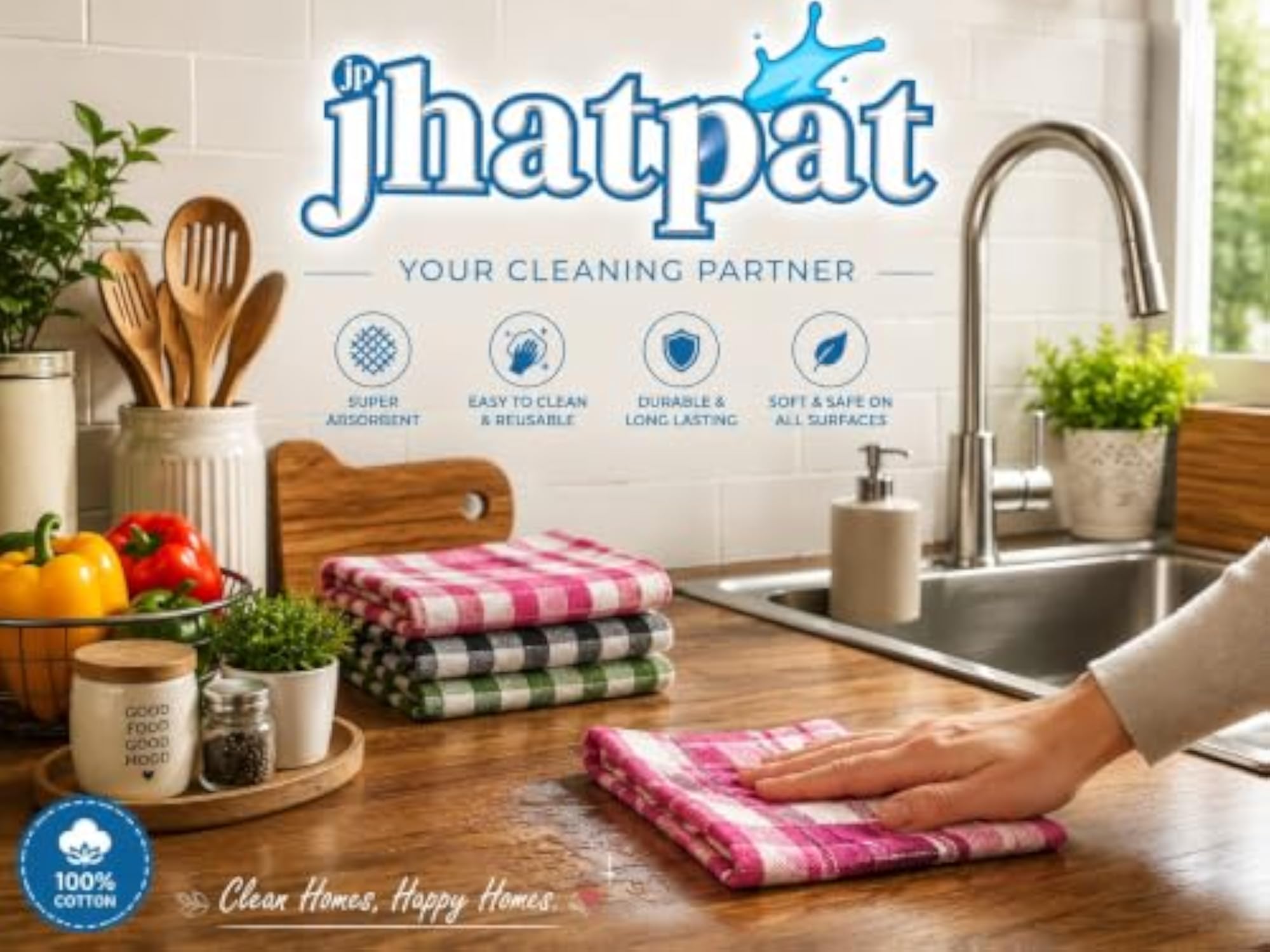 Reusable Cotton Duster Cloth Set for Kitchen