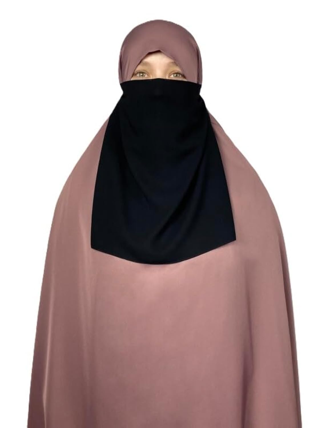 Premium Chiffon Half Niqab with Elastic Ribbon Breathable Face Veil, One Size