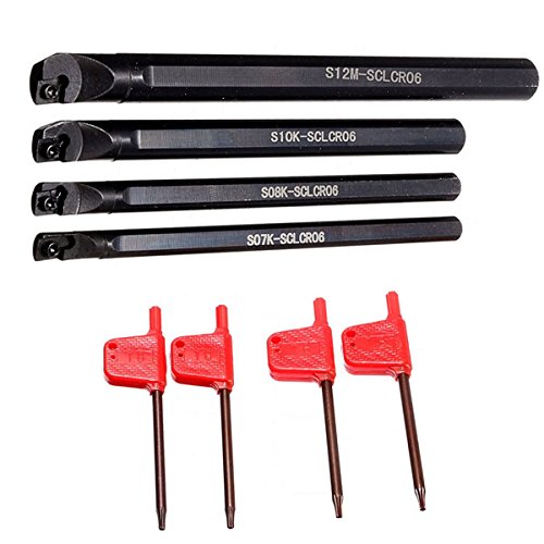 EsportsMJJ 4Pcs S07K / S08K / S10K / S12M-Sclcr06 Supporto Utensile di Tornitura della Barra di Tornio del CNC con Le Chiavi 4Pcs T8