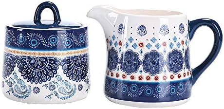 Bico Blue Talavera Ceramic Sugar and Cream Set, Dishwasher Safe